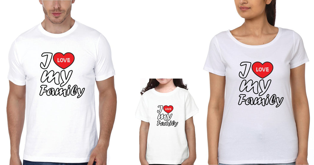I Love My Family Family Half Sleeves T-Shirts-KidsFashionVilla