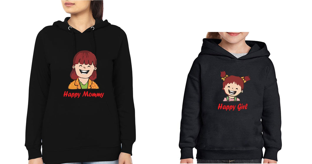Happy Mom Happy Girl Mother and Daughter Matching Hoodies- KidsFashionVilla