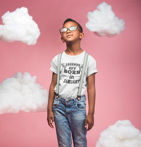 Legends are Born in January Half Sleeves T-Shirt for Boy-KidsFashionVilla