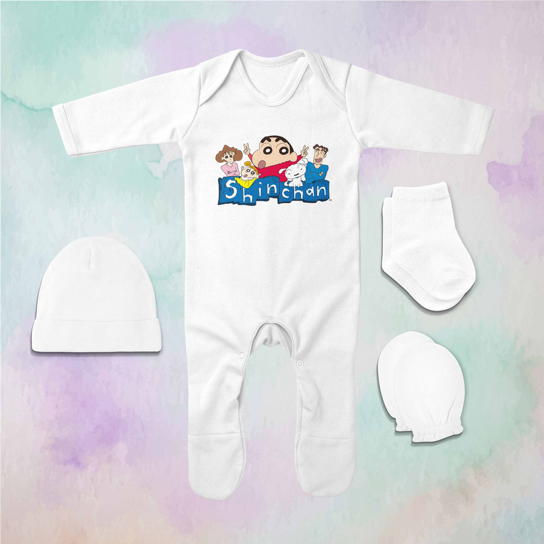 Cute Family Cartoon Jumpsuit with Cap, Mittens and Booties Romper Set for Baby Boy - KidsFashionVilla