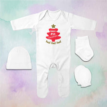 Load image into Gallery viewer, Hoho Christmas Jumpsuit with Cap, Mittens and Booties Romper Set for Baby Boy - KidsFashionVilla
