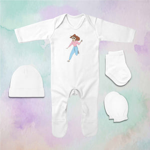 Cute Cartoon Jumpsuit with Cap, Mittens and Booties Romper Set for Baby Girl - KidsFashionVilla