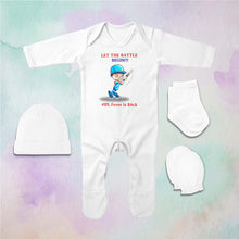 Load image into Gallery viewer, IPL Fever Is Back Jumpsuit with Cap, Mittens and Booties Romper Set for Baby Boy - KidsFashionVilla
