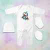 Famous Cartoon Jumpsuit with Cap, Mittens and Booties Romper Set for Baby Boy - KidsFashionVilla