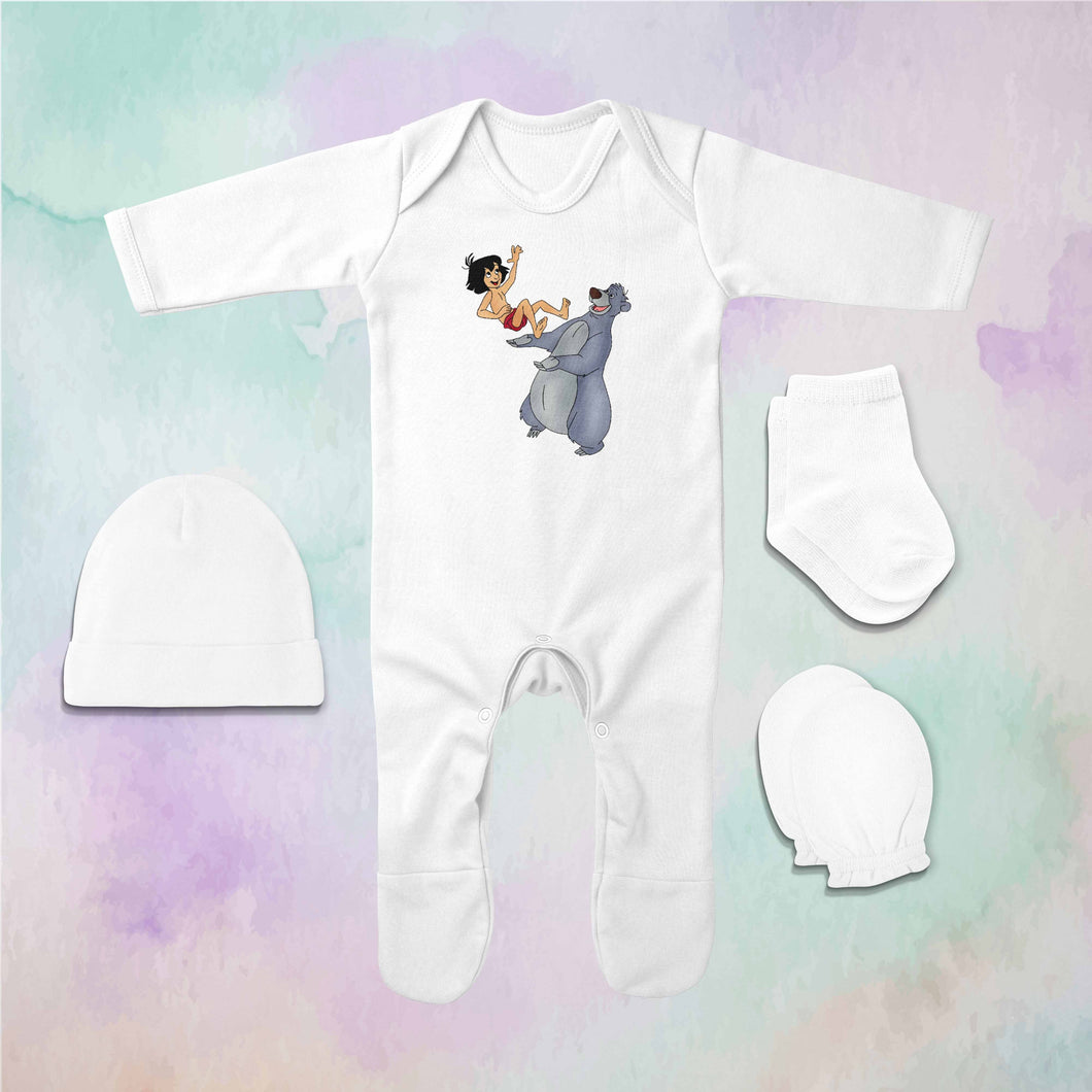 Very Cute Cartoon Jumpsuit with Cap, Mittens and Booties Romper Set for Baby Boy - KidsFashionVilla