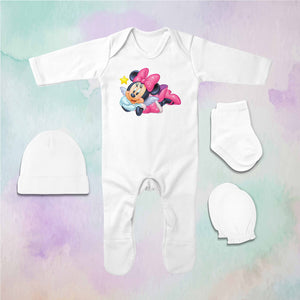 Most Beautiful Cartoon Jumpsuit with Cap, Mittens and Booties Romper Set for Baby Girl - KidsFashionVilla