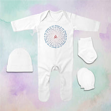 Load image into Gallery viewer, Om Namah Shivay Mahashivratri Jumpsuit with Cap, Mittens and Booties Romper Set for Baby Boy - KidsFashionVilla
