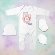 Load image into Gallery viewer, Custom Name IPL PBKS Punjab Super Kings Little Fan Jumpsuit with Cap, Mittens and Booties Romper Set for Baby Boy - KidsFashionVilla
