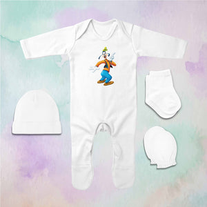 Most Funny Cartoon Jumpsuit with Cap, Mittens and Booties Romper Set for Baby Girl - KidsFashionVilla