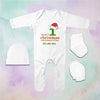 Customized Name 1st Christmas With Mumma & Papa Jumpsuit with Cap, Mittens and Booties Romper Set for Baby Boy - KidsFashionVilla