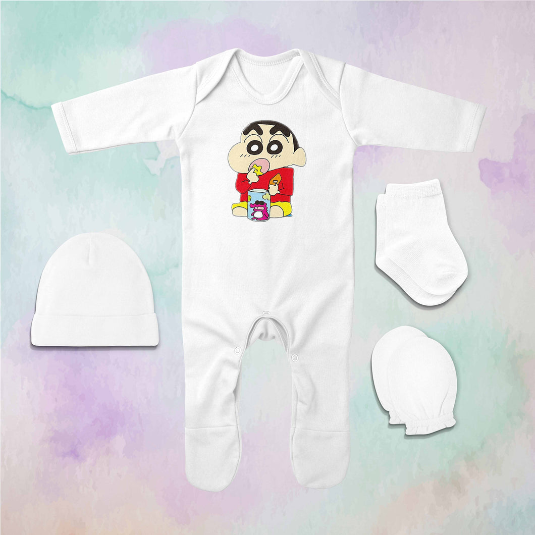 Innocent Cartoon Jumpsuit with Cap, Mittens and Booties Romper Set for Baby Boy - KidsFashionVilla