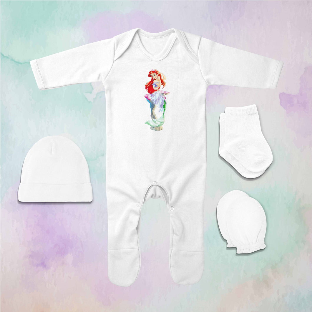 Beautiful Princess Cartoon Jumpsuit with Cap, Mittens and Booties Romper Set for Baby Boy - KidsFashionVilla