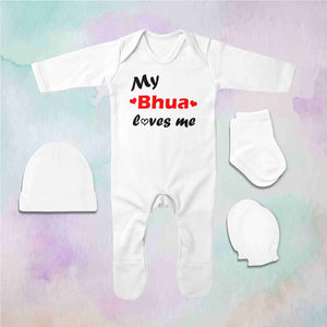 My Buva Loves Me Jumpsuit with Cap, Mittens and Booties Romper Set for Baby Boy - KidsFashionVilla