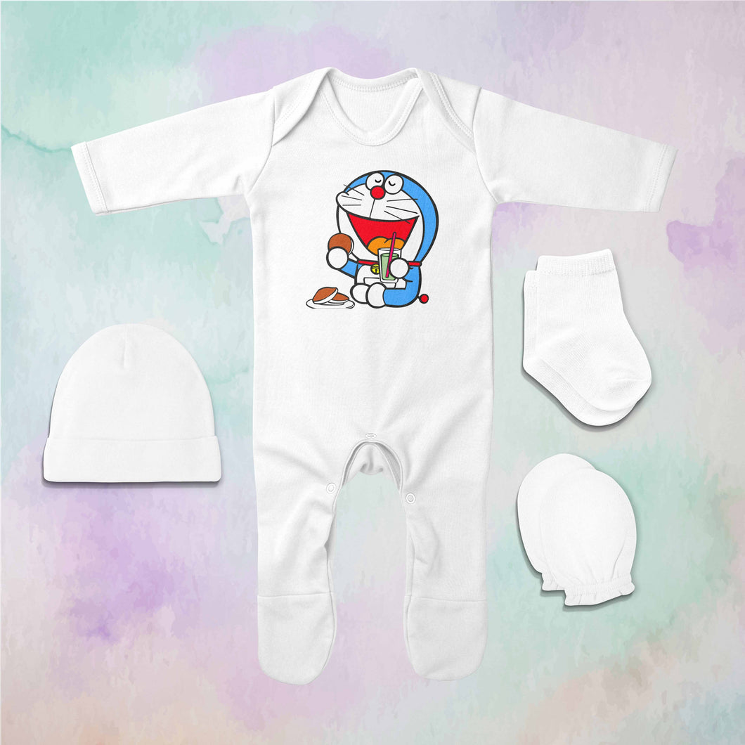 Funny Cartoon Jumpsuit with Cap, Mittens and Booties Romper Set for Baby Boy - KidsFashionVilla