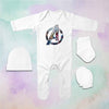 Superhero Cartoon Jumpsuit with Cap, Mittens and Booties Romper Set for Baby Boy - KidsFashionVilla