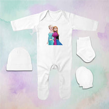 Load image into Gallery viewer, Smart Princess Cartoon Jumpsuit with Cap, Mittens and Booties Romper Set for Baby Girl - KidsFashionVilla
