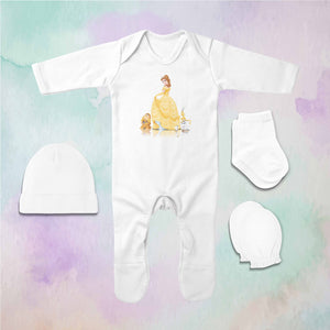 Adorable Princess Cartoon Jumpsuit with Cap, Mittens and Booties Romper Set for Baby Boy - KidsFashionVilla