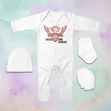 Load image into Gallery viewer, Custom Name IPL SRH Sunrisers Little Fan Jumpsuit with Cap, Mittens and Booties Romper Set for Baby Boy - KidsFashionVilla
