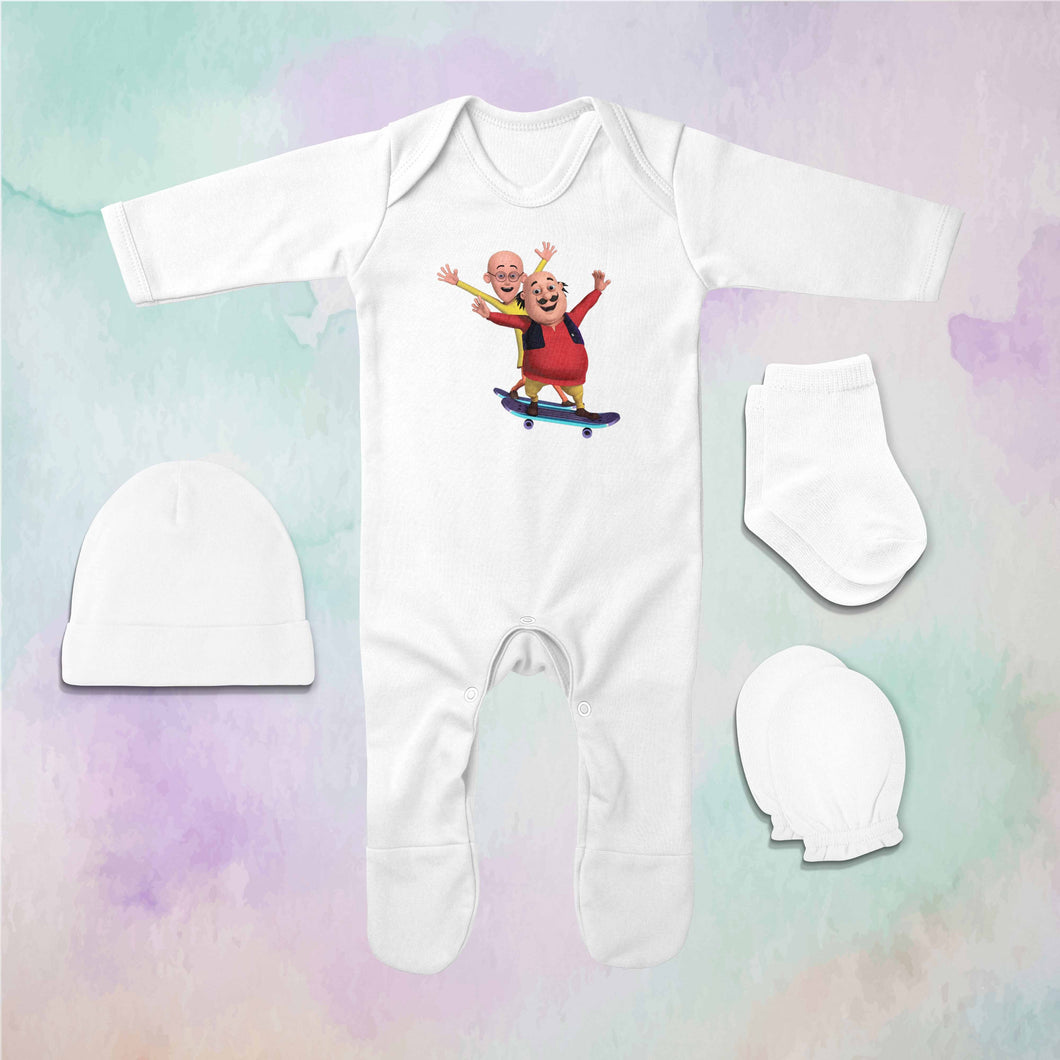 Funny Cartoon Jumpsuit with Cap, Mittens and Booties Romper Set for Baby Boy - KidsFashionVilla