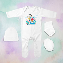 Load image into Gallery viewer, Most Famous Cartoon Jumpsuit with Cap, Mittens and Booties Romper Set for Baby Boy - KidsFashionVilla
