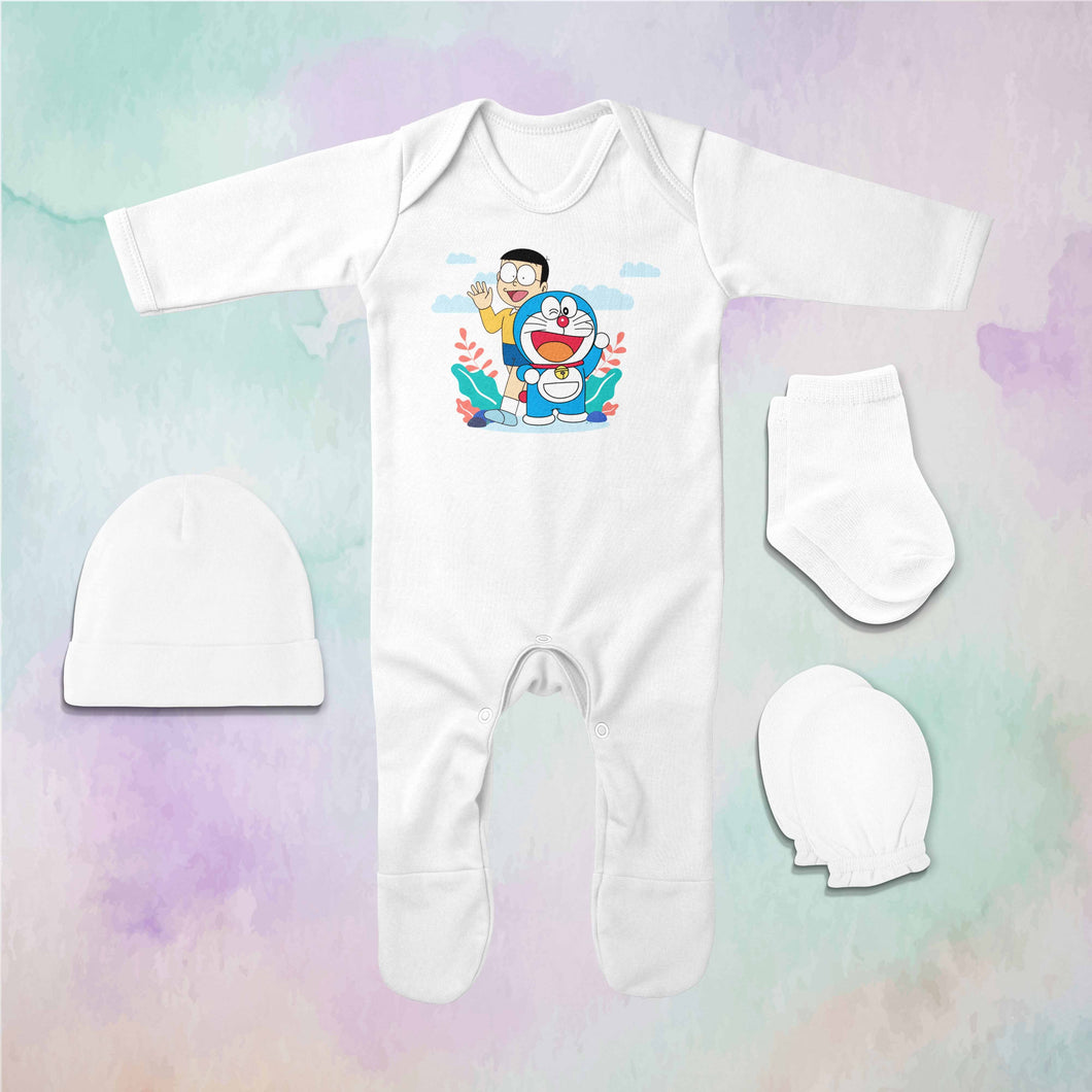 Most Famous Cartoon Jumpsuit with Cap, Mittens and Booties Romper Set for Baby Boy - KidsFashionVilla