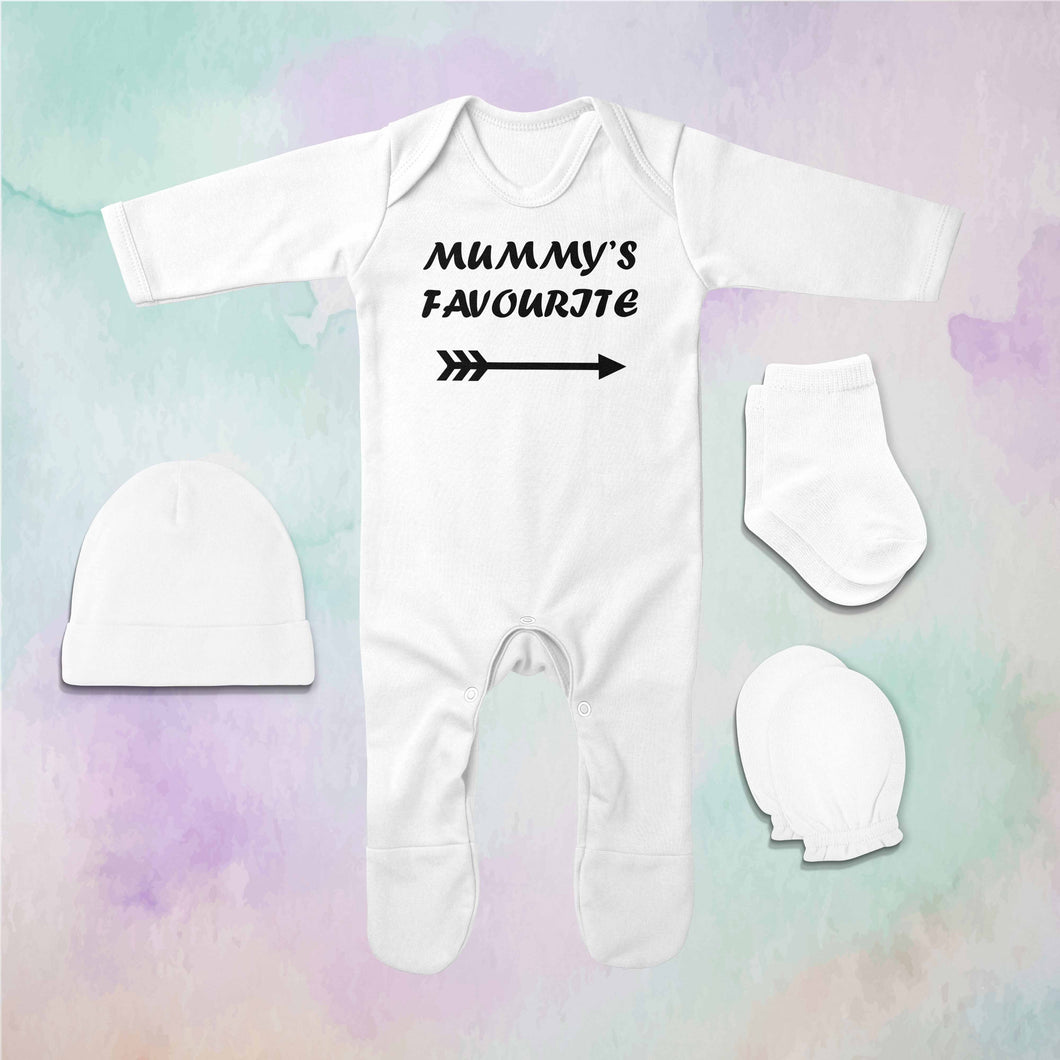 Mummy favourite Jumpsuit with Cap, Mittens and Booties Romper Set for Baby Boy - KidsFashionVilla