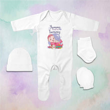 Load image into Gallery viewer, Yummy Food Jumpsuit with Cap, Mittens and Booties Romper Set for Baby Boy - KidsFashionVilla
