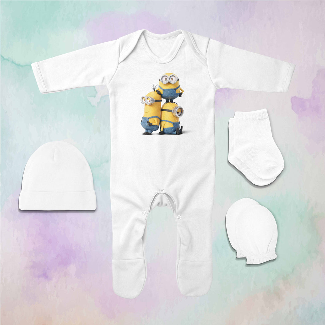 Very Cute Cartoon Jumpsuit with Cap, Mittens and Booties Romper Set for Baby Boy - KidsFashionVilla