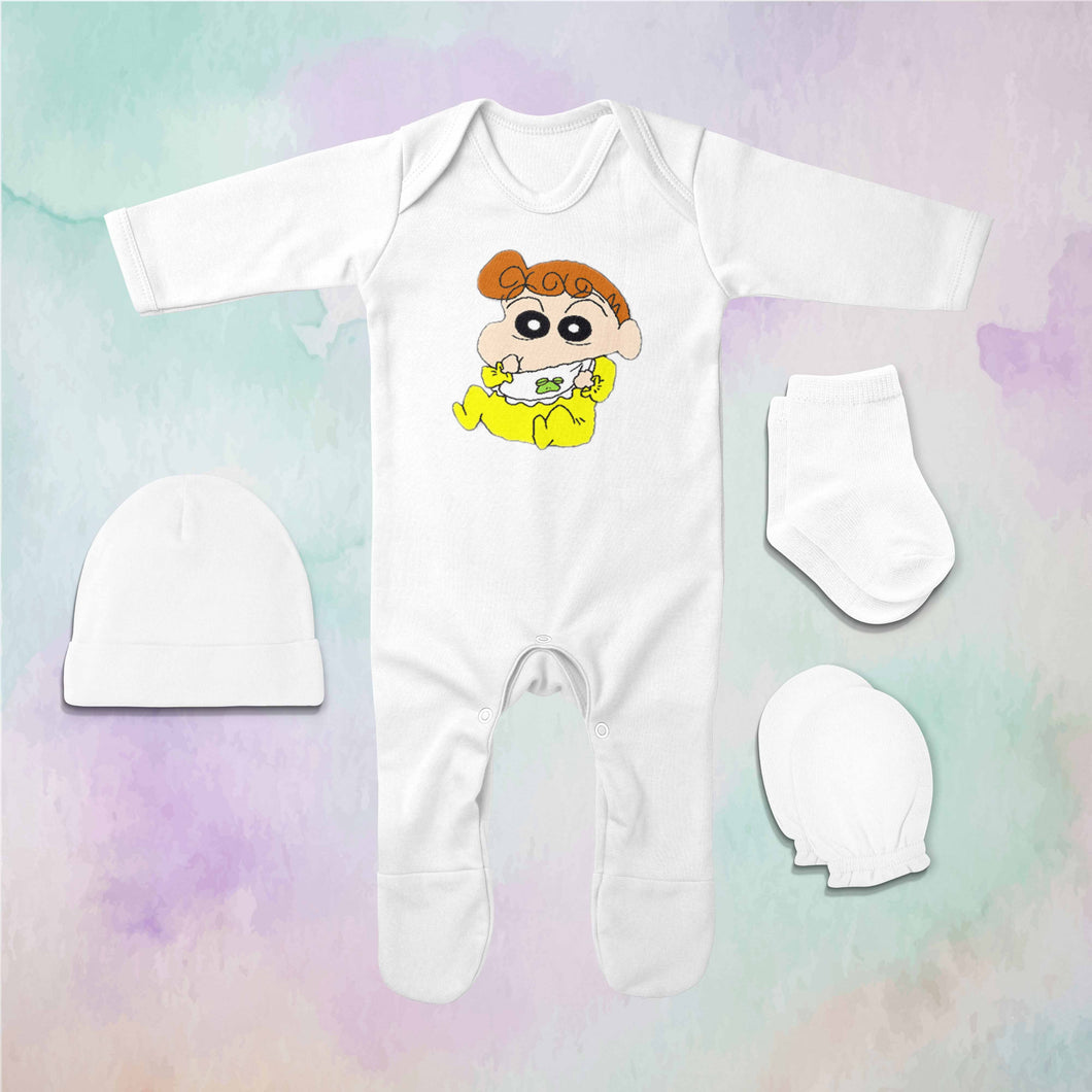 Naughty Cartoon Jumpsuit with Cap, Mittens and Booties Romper Set for Baby Boy - KidsFashionVilla