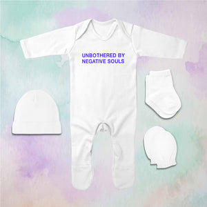 Negative Souls Minimal Jumpsuit with Cap, Mittens and Booties Romper Set for Baby Boy - KidsFashionVilla