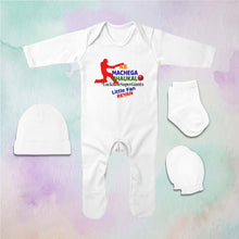 Load image into Gallery viewer, Custom Name IPL LSG LucknowSuperGiants Jumpsuit with Cap, Mittens and Booties Romper Set for Baby Boy - KidsFashionVilla
