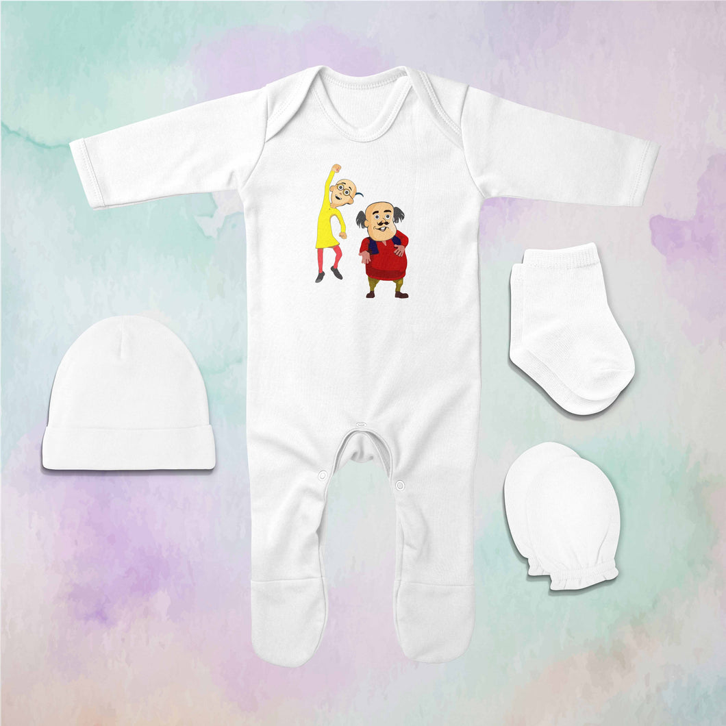 Funny Cartoon Jumpsuit with Cap, Mittens and Booties Romper Set for Baby Boy - KidsFashionVilla