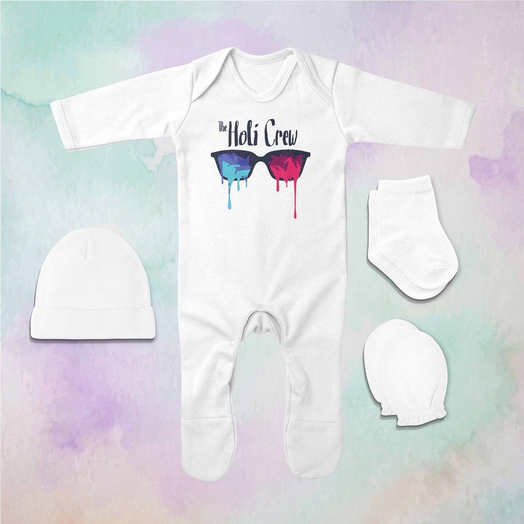 The Holi Crew Holi Jumpsuit with Cap, Mittens and Booties Romper Set for Baby Boy - KidsFashionVilla