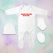 Load image into Gallery viewer, Having The Time Of My Life Minimal Jumpsuit with Cap, Mittens and Booties Romper Set for Baby Boy - KidsFashionVilla
