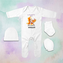 Load image into Gallery viewer, Custom Name IPL Fever Jumpsuit with Cap, Mittens and Booties Romper Set for Baby Boy - KidsFashionVilla
