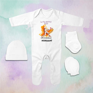 Custom Name IPL Fever Jumpsuit with Cap, Mittens and Booties Romper Set for Baby Boy - KidsFashionVilla