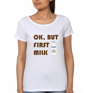 Ok But First Coffee Ok But First Milk Father and Daughter Matching T-Shirt- KidsFashionVilla