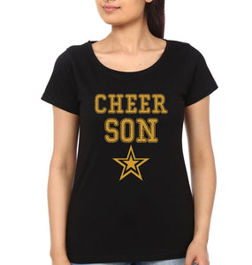 Cheer Mom Cheer Son Mother and Son Matching T-Shirt- KidsFashionVilla