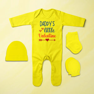 Sorry Boys Daddy Is My Valentine Jumpsuit with Cap, Mittens and Booties Romper Set for Baby Girl - KidsFashionVilla