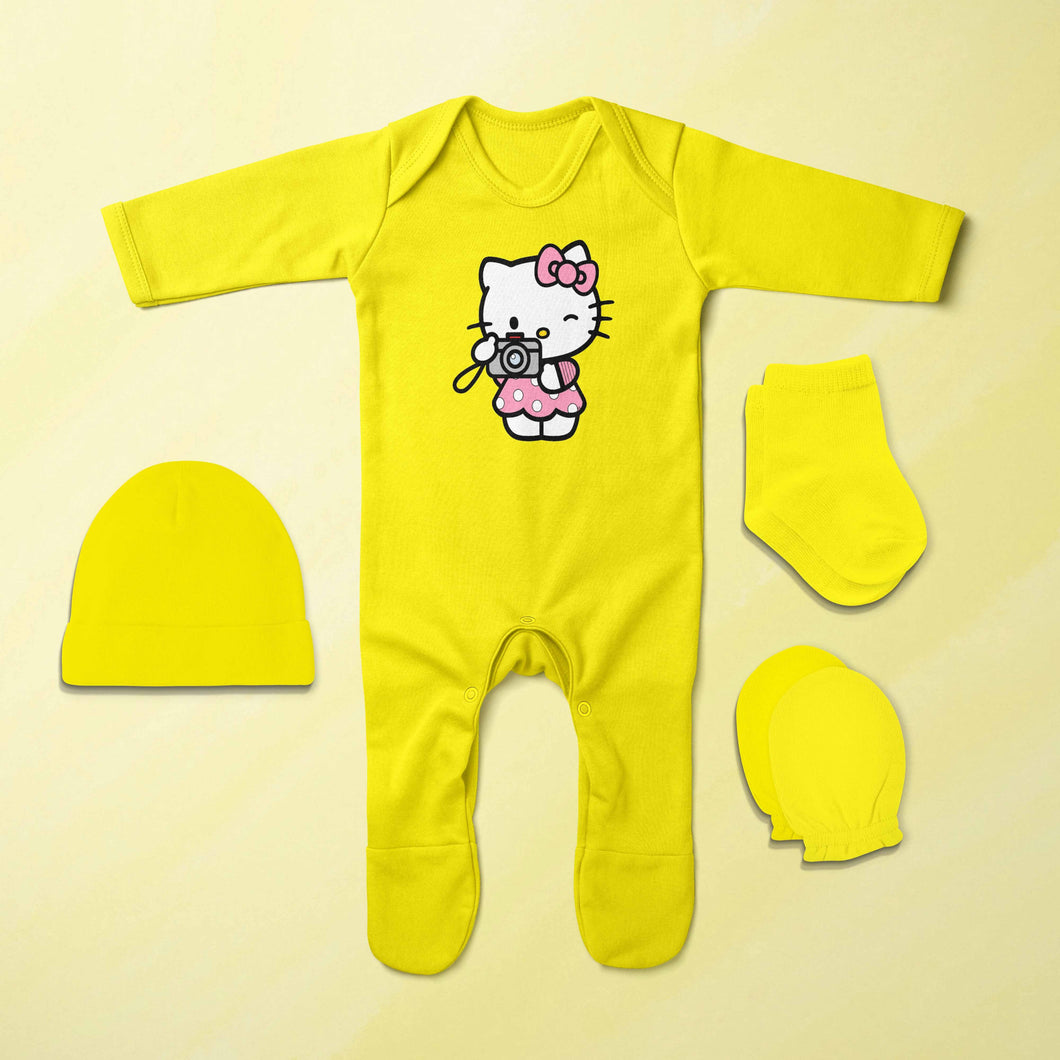 Beautiful Cartoon Jumpsuit with Cap, Mittens and Booties Romper Set for Baby Boy - KidsFashionVilla