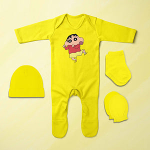 Lazy Cartoon Jumpsuit with Cap, Mittens and Booties Romper Set for Baby Boy - KidsFashionVilla