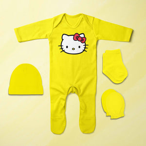 Most Lovely Cartoon Jumpsuit with Cap, Mittens and Booties Romper Set for Baby Girl - KidsFashionVilla