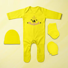 Load image into Gallery viewer, My Lil Phuljadi Diwali Jumpsuit with Cap, Mittens and Booties Romper Set for Baby Boy - KidsFashionVilla
