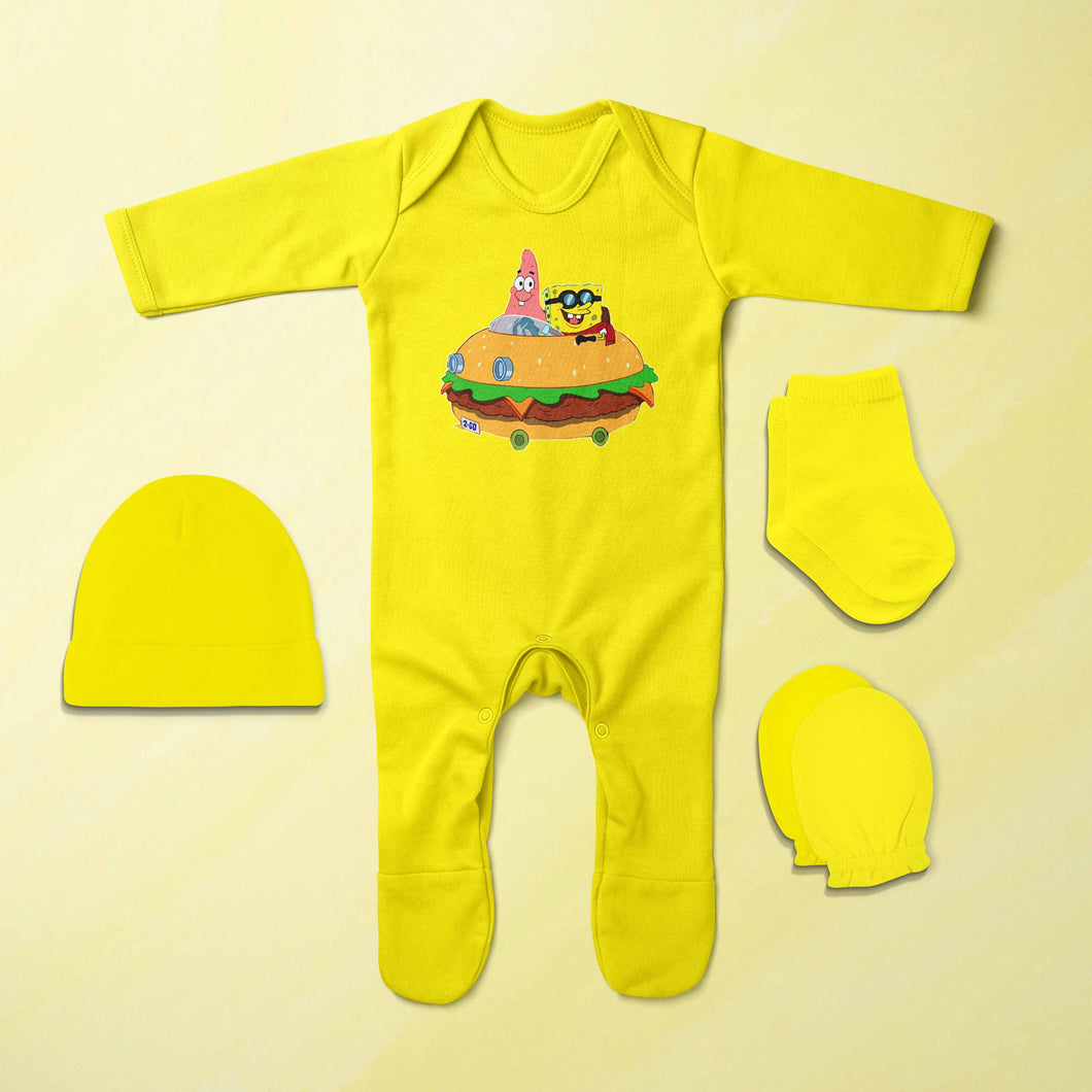 Super Funny Cartoon Jumpsuit with Cap, Mittens and Booties Romper Set for Baby Boy - KidsFashionVilla