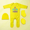 My Brother My Hero Jumpsuit with Cap, Mittens and Booties Romper Set for Baby Boy - KidsFashionVilla