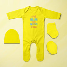 Load image into Gallery viewer, Aaj Blue Hai Pani Pani Holi Jumpsuit with Cap, Mittens and Booties Romper Set for Baby Boy - KidsFashionVilla
