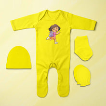 Load image into Gallery viewer, Cartoon Jumpsuit with Cap, Mittens and Booties Romper Set for Baby Girl - KidsFashionVilla
