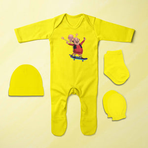 Funny Cartoon Jumpsuit with Cap, Mittens and Booties Romper Set for Baby Boy - KidsFashionVilla