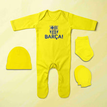 Load image into Gallery viewer, Barca Jumpsuit with Cap, Mittens and Booties Romper Set for Baby Boy - KidsFashionVilla
