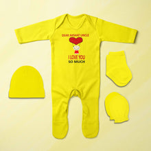 Load image into Gallery viewer, Custom Name I love My Uncle So Much Jumpsuit with Cap, Mittens and Booties Romper Set for Baby Boy - KidsFashionVilla

